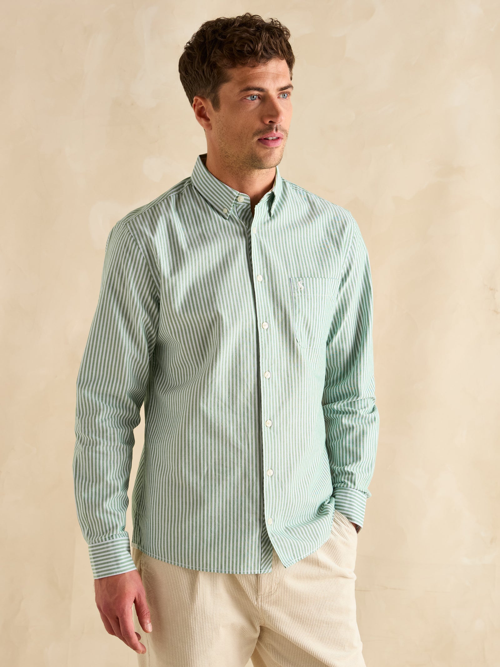 Joules Oxford Green Stripe Classic Fit Shirt