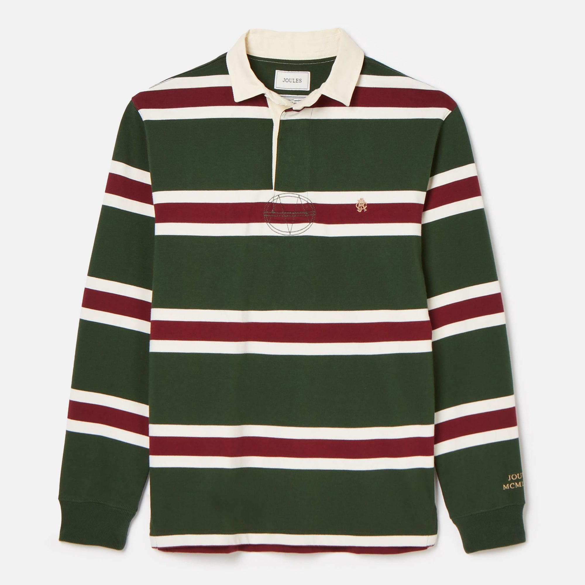 Joules Onside Green & Red Striped Rugby Shirt