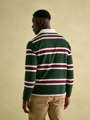 Joules Onside Green & Red Striped Rugby Shirt