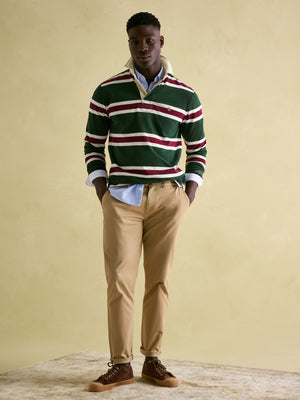 Joules Onside Green & Red Striped Rugby Shirt