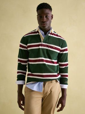 Joules Onside Green & Red Striped Rugby Shirt