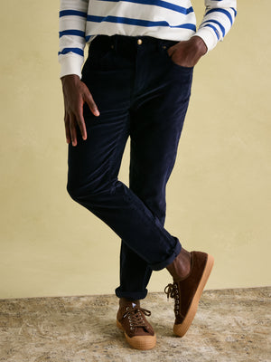 Joules Navy Straight Leg Corduroy Trousers