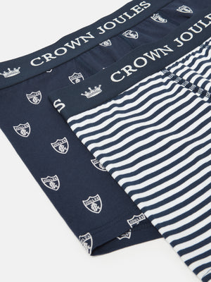 Joules Crown Joules Navy & White Crest Pack of Two Cotton Briefs