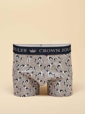 Joules Hare Of The Dog Green/Grey Crown Joules Boxer Shorts 2 pack
