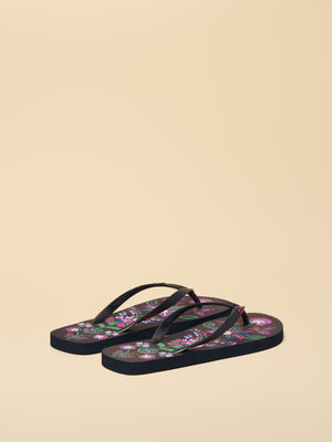 Joules Sandy Navy Floral Printed Flip Flops