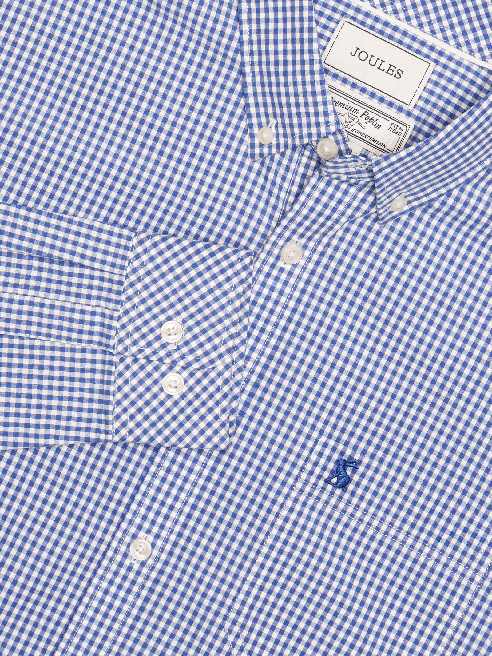 Joules Poplin Blue Gingham Check Classic Fit Shirt