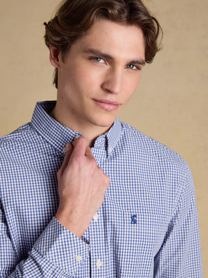 Joules Poplin Blue Gingham Check Classic Fit Shirt