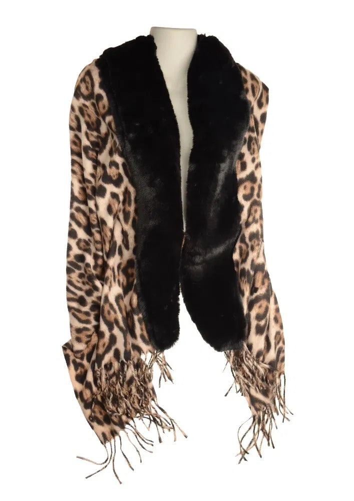 Hot Tomato Animal Print Faux Fur Wrap & Scarf
