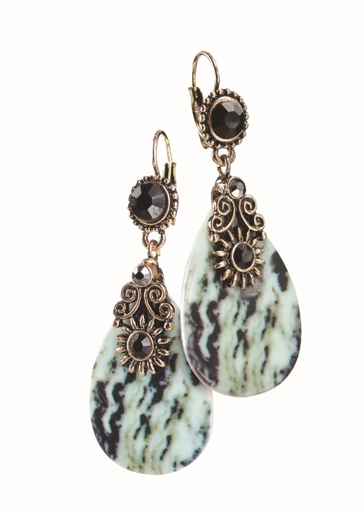 Hot Tomato Mono Marble Teardrop Earrings