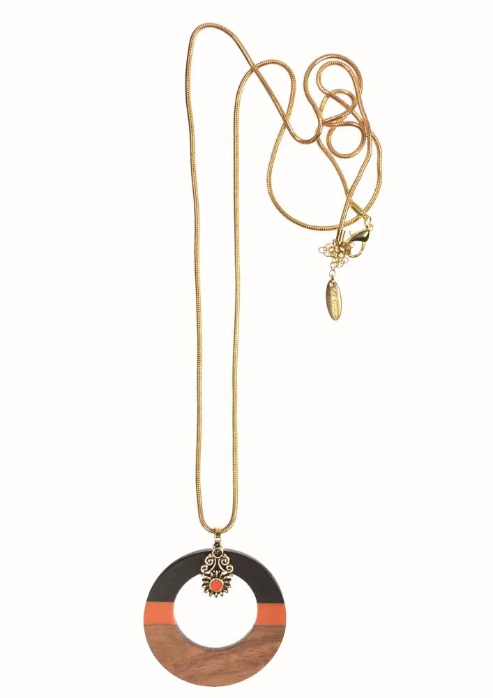 Hot Tomato Tangerine & Cocoa Gallery Discs Necklace