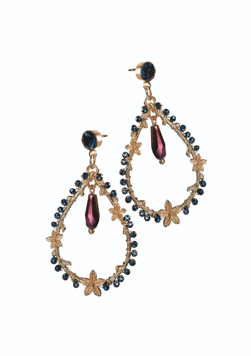 Hot Tomato Jasmine Bough Crystal Earrings