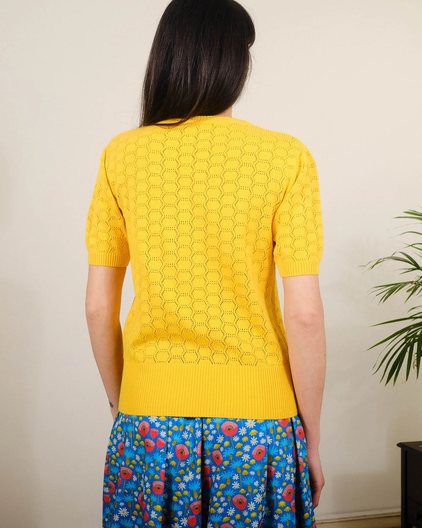 Pretty Vacant Freesia Yellow Hex Pointelle Knit