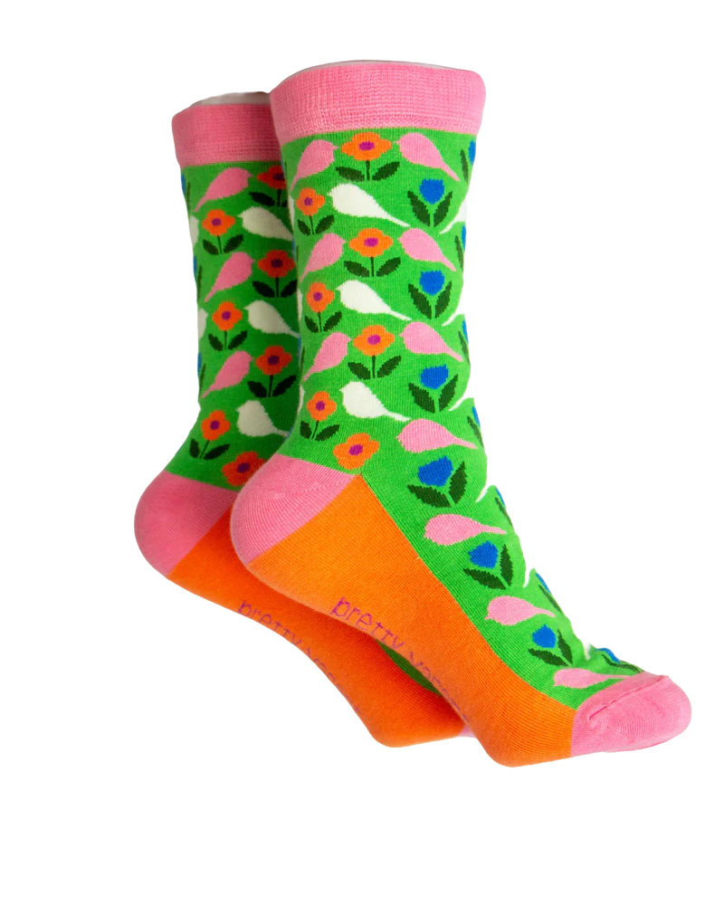 Pretty Vacant Budgie Flower Socks