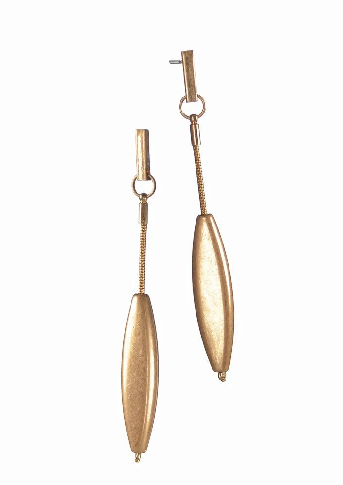Hot Tomato Worn Gold Arrowhead Pendulum Drop Earrings