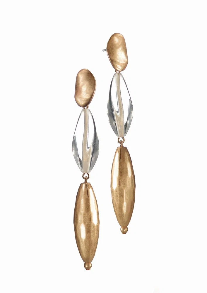 Hot Tomato Gold & Clear High Society Statement Earrings