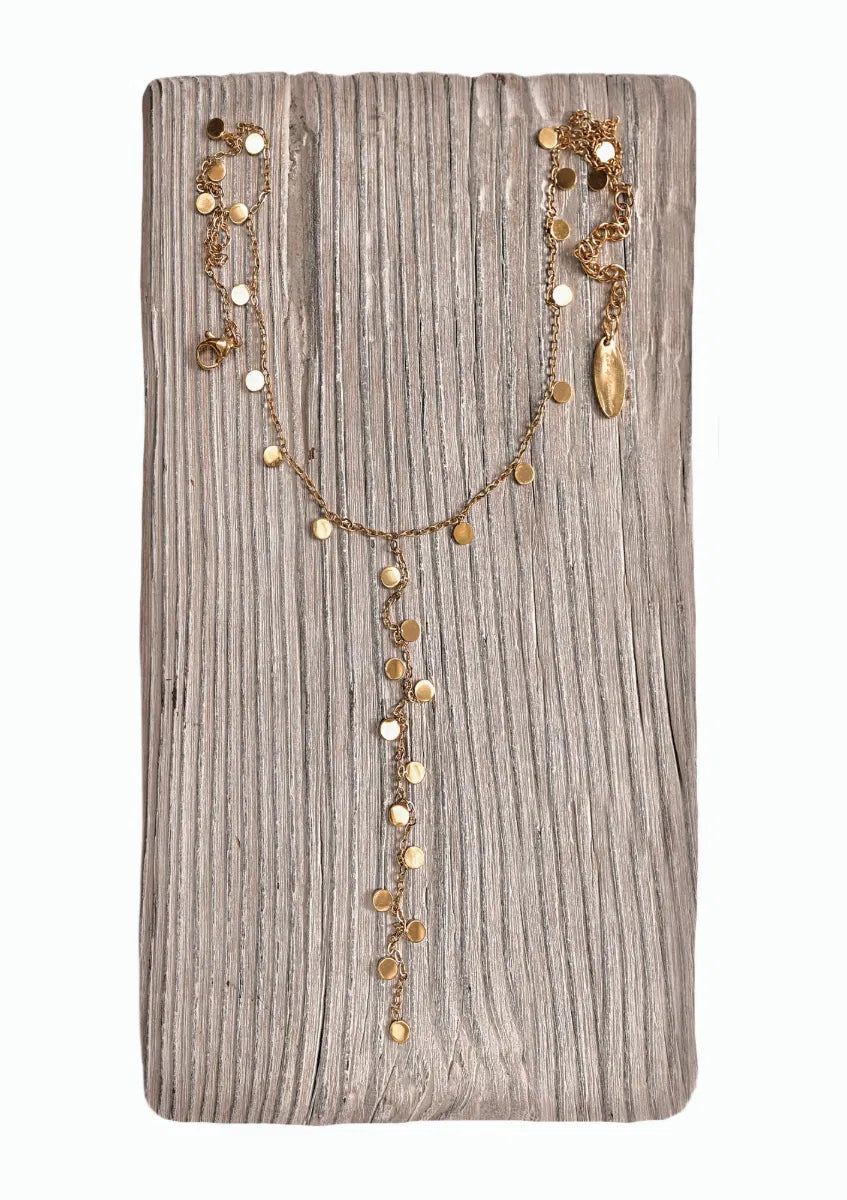Hot Tomato Gold Disc Plunge Necklace