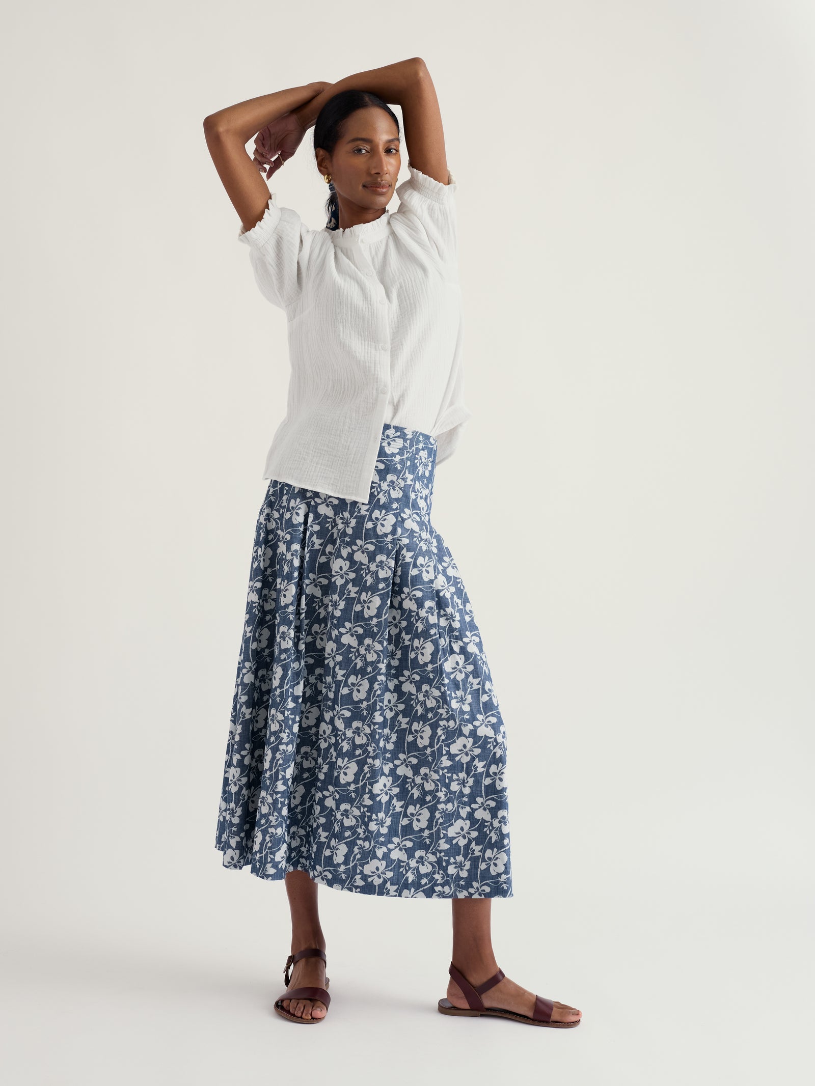 Seasalt Mallow Vine Indigo Jamboree Chambray Midi Skirt