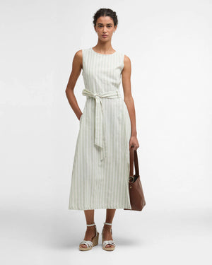 Barbour Inez Striped Spearmint Midi Dress