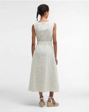 Barbour Inez Striped Spearmint Midi Dress