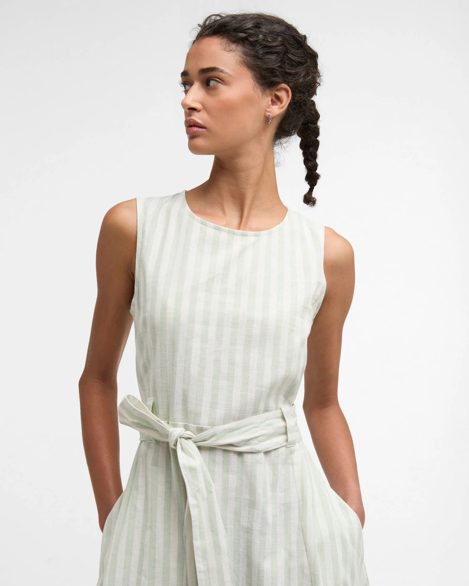 Barbour Inez Striped Spearmint Midi Dress