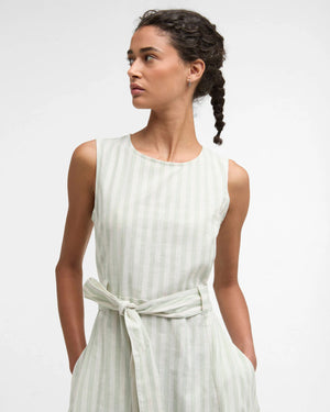 Barbour Inez Striped Spearmint Midi Dress