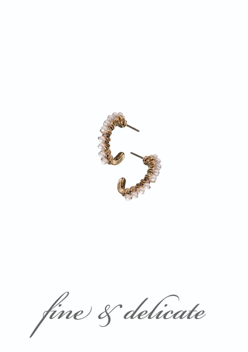 Hot Tomato Faux Pearls Demi Hoops