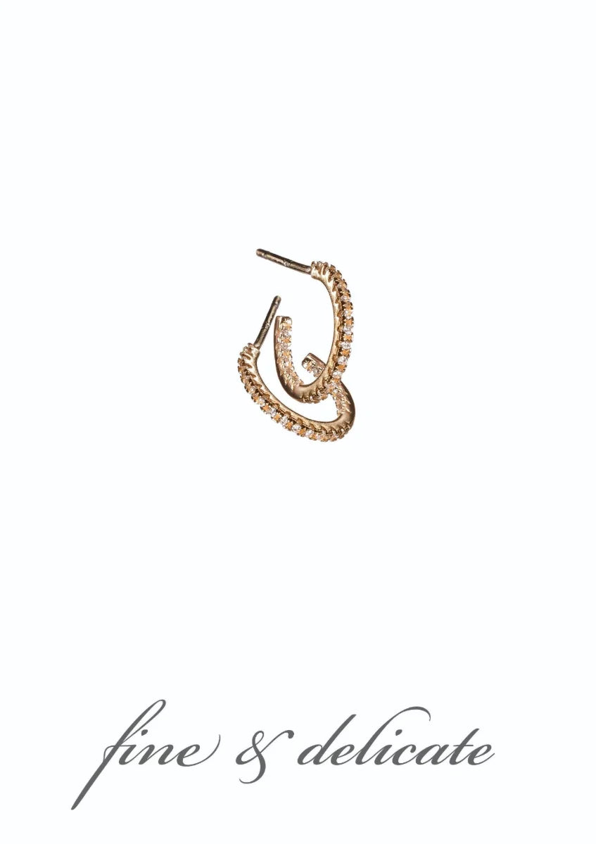Hot Tomato Fine Line Clear & Gold Micro Hoops