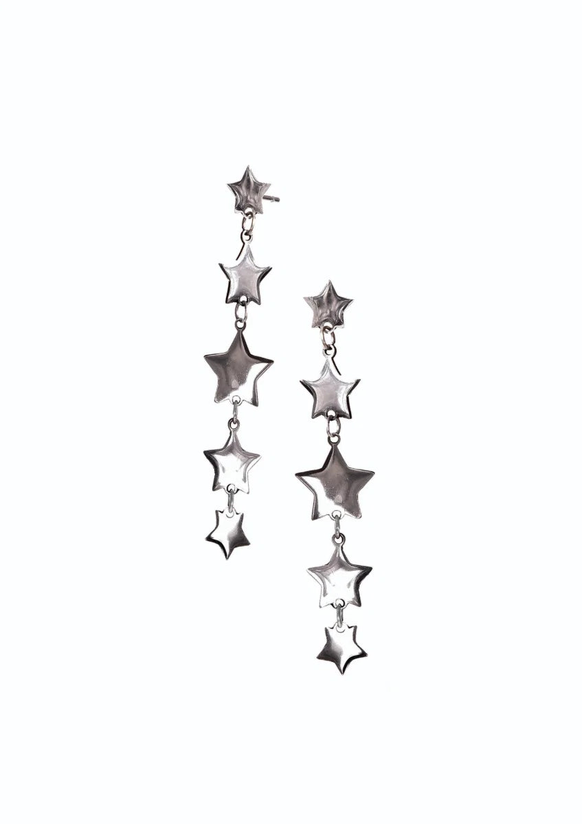 Hot Tomato Stainless Steel Stars in Alignment Drop Earrings