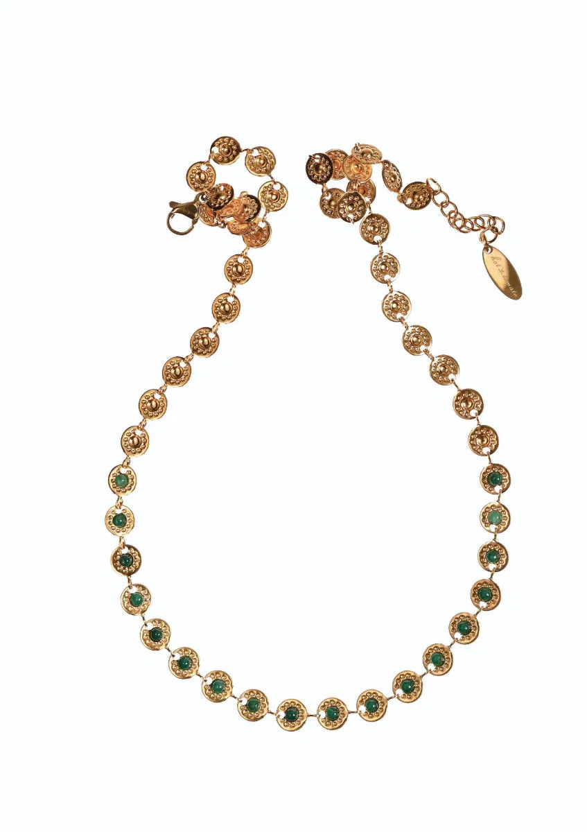 Hot Tomato Shields of Gold & Stone Necklace