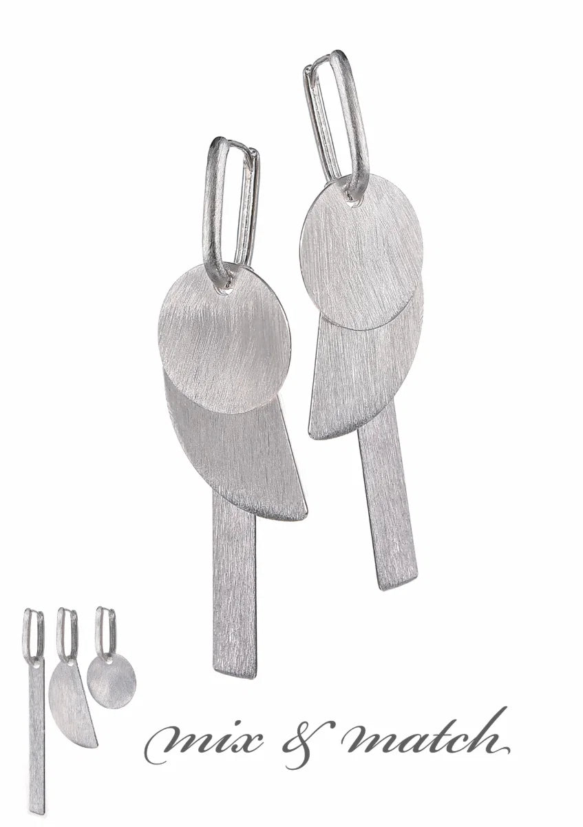 Hot Tomato Geo Gallery Shape Shifter Brushed Silver Earrings