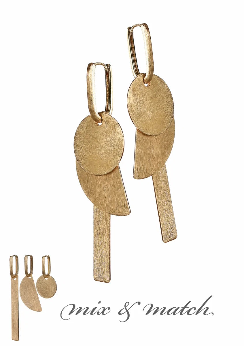 Hot Tomato Geo Gallery Shape Shifter Brushed Gold Earrings