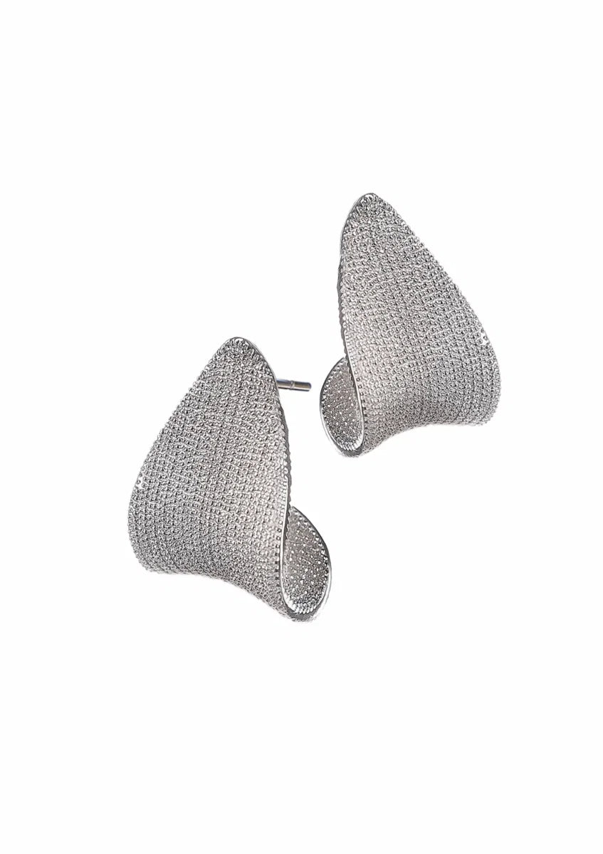 Hot Tomato Silver Folded Eclipse Studs