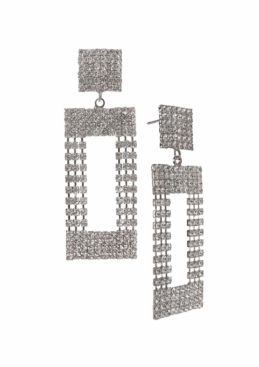 Hot Tomato Chic Vintage Drops Square Crystal Earrings