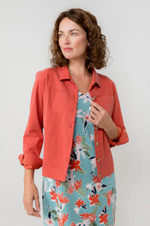 Lily & Me Earth Red Southwester Jacket Plain Cotton Tencel