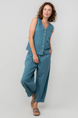 Lily & Me Petrol Allium Vest Plain Cotton Tencel