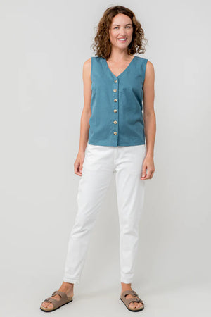 Lily & Me Petrol Allium Vest Plain Cotton Tencel