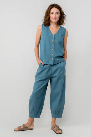 Lily & Me Petrol Allium Vest Plain Cotton Tencel