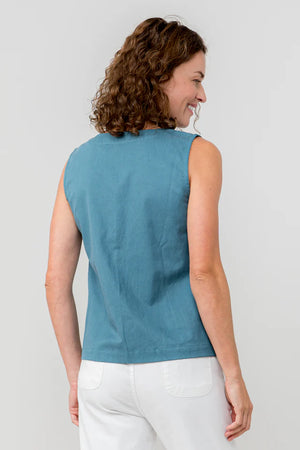 Lily & Me Petrol Allium Vest Plain Cotton Tencel