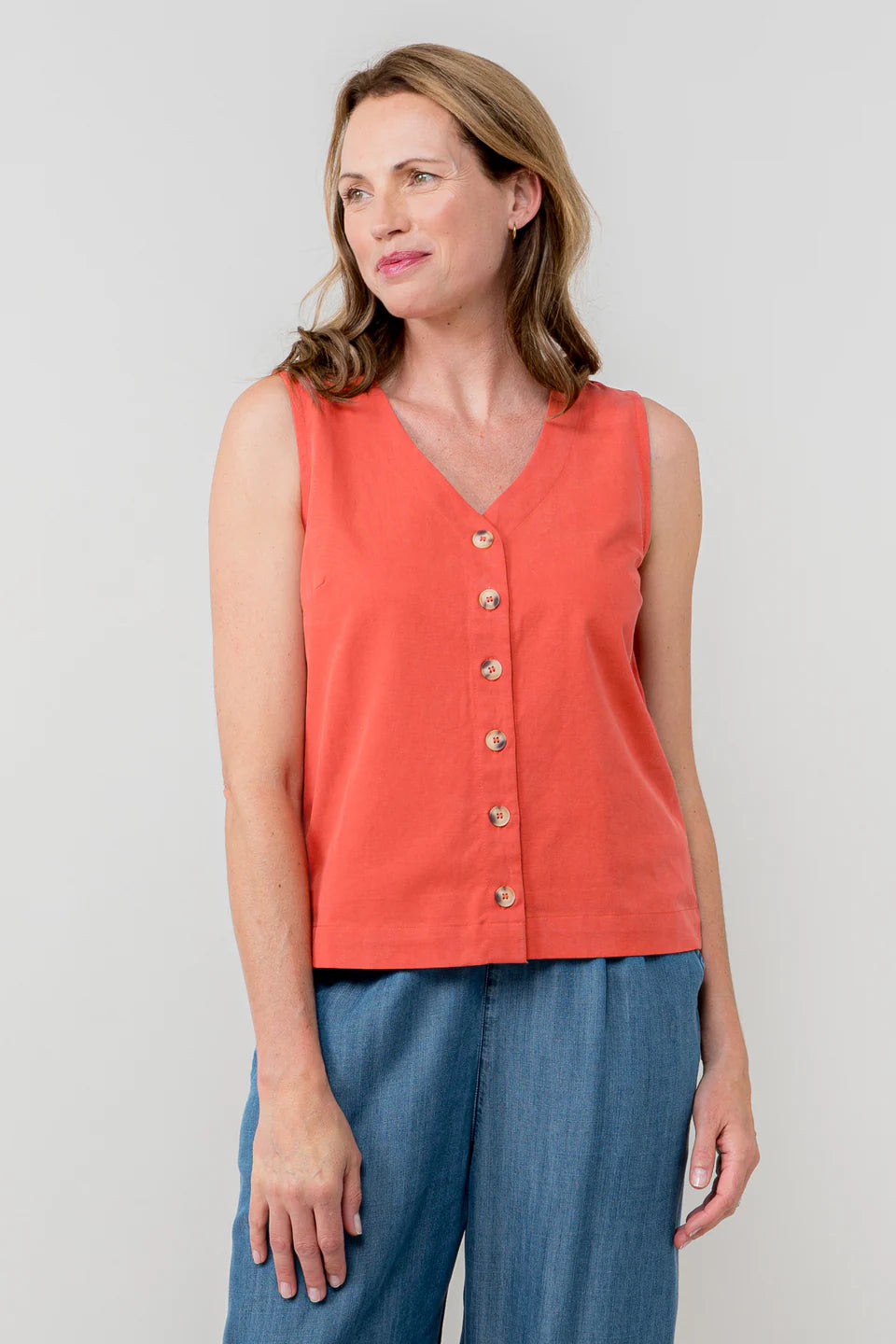 Lily & Me Cerise Allium Vest Plain Linen