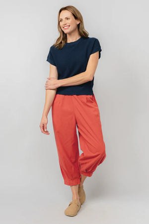 Lily & Me Earth Red Sail Trouser Plain Cotton Tencel