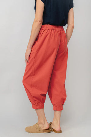 Lily & Me Earth Red Sail Trouser Plain Cotton Tencel