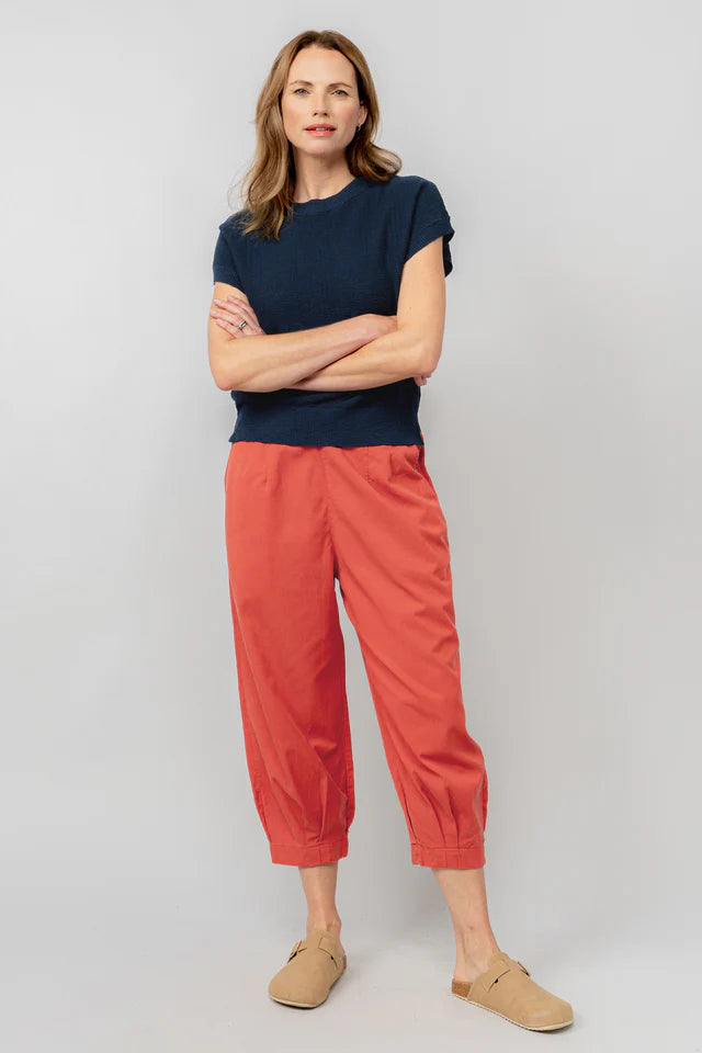 Lily & Me Earth Red Sail Trouser Plain Cotton Tencel