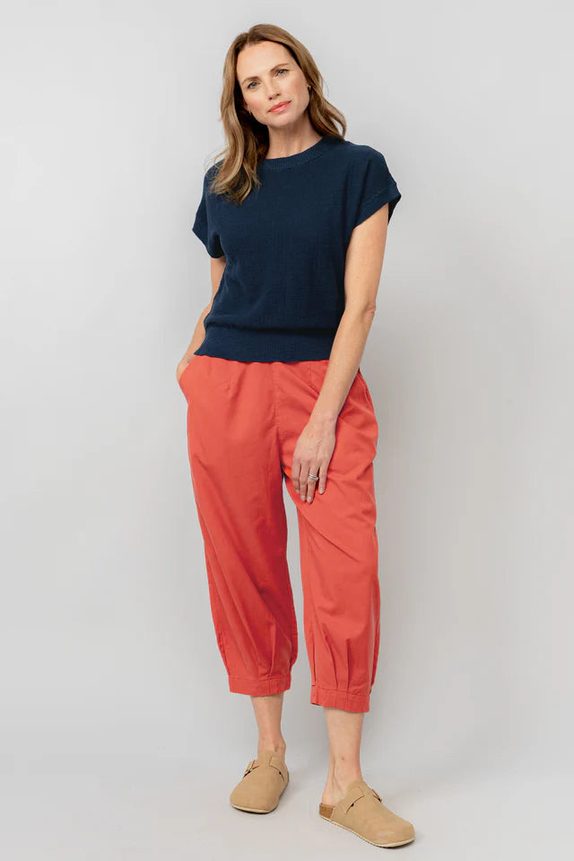 Lily & Me Earth Red Sail Trouser Plain Cotton Tencel