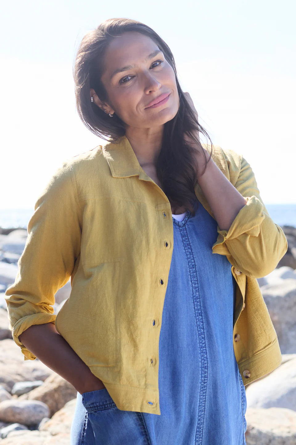 Lily & Me Ochre Southwester Jacket Plain Linen