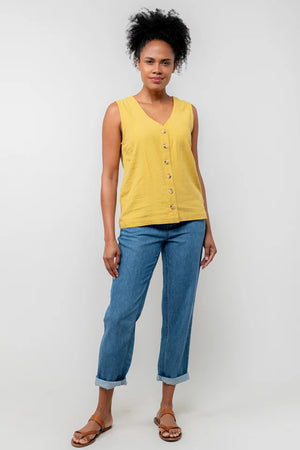 Lily & Me Ochre Allium Vest Plain Linen