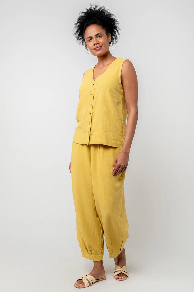 Lily & Me Ochre Allium Vest Plain Linen