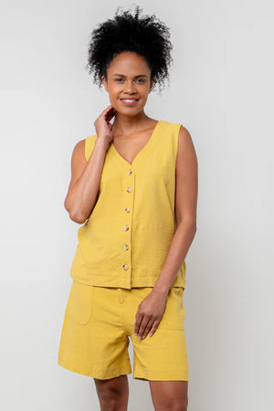 Lily & Me Ochre Allium Vest Plain Linen