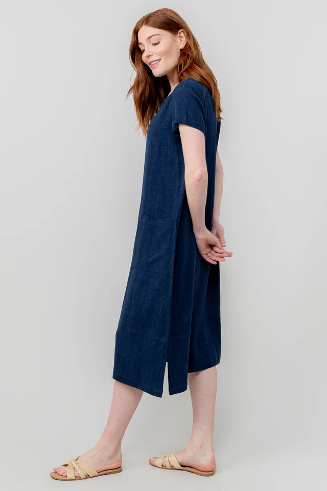 Lily & Me Navy Summer Breeze Linen Blend Midi Dress