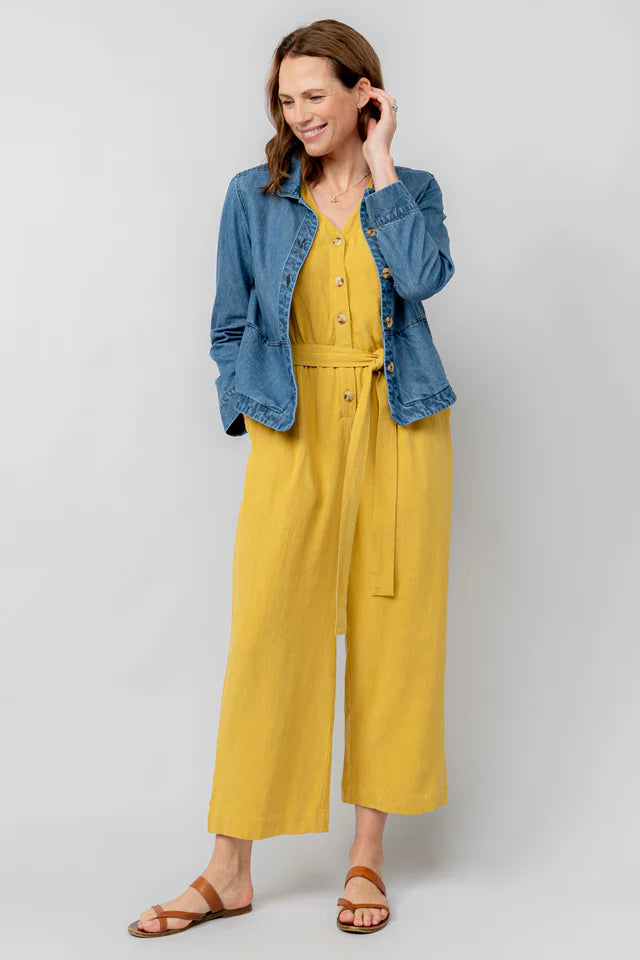 Lily & Me Ochre Linen Blend Allium Jumpsuit
