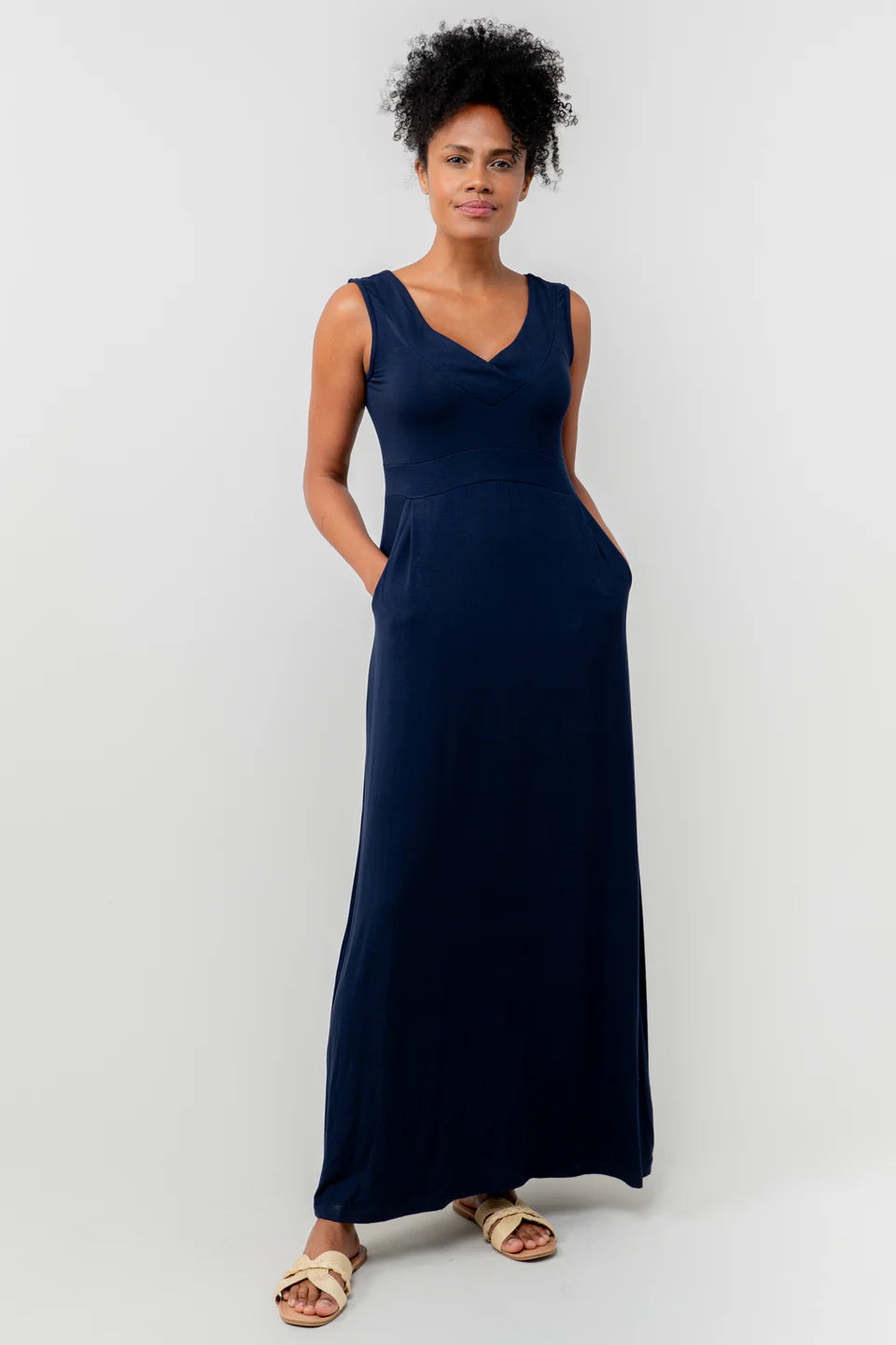 Lily & Me Navy Chrissy Maxi Dress Plain